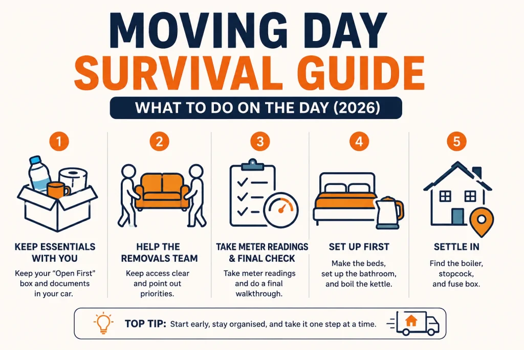Moving Day Survival Guide: What to Do on the Day (2026) 1 moving day survival guide