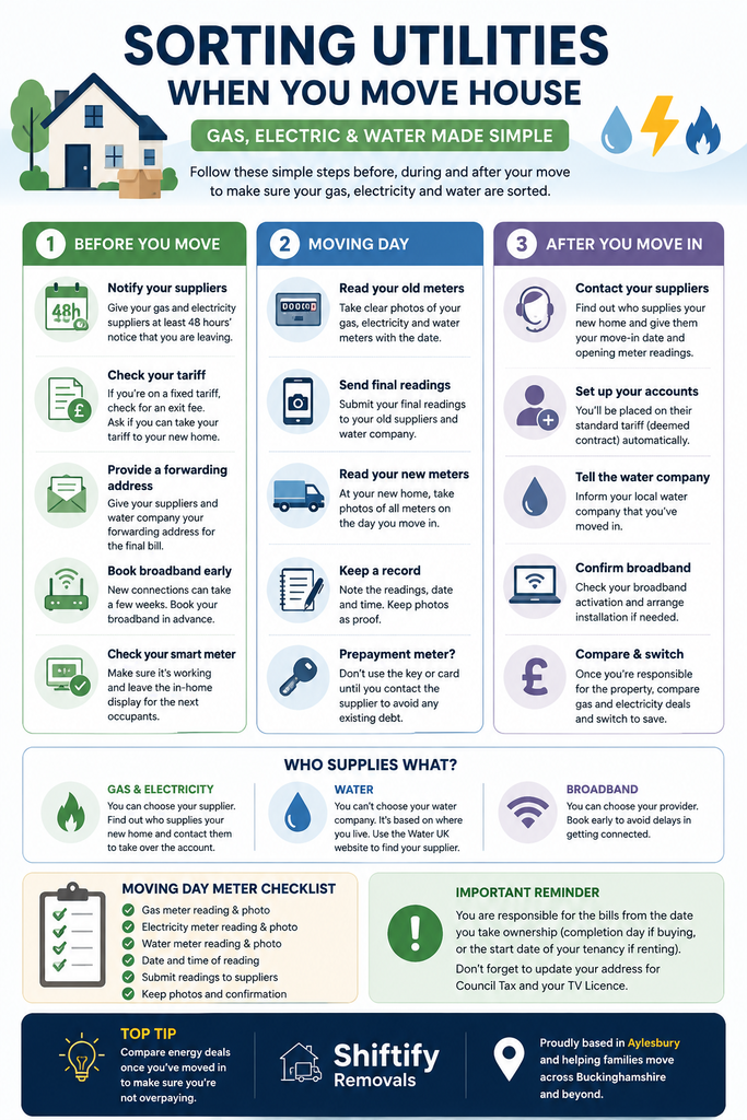 Moving House Utilities Checklist: Gas, Electric, Water and Broadband 1 Moving House Utilities Checklist: Gas, Electric, Water UK